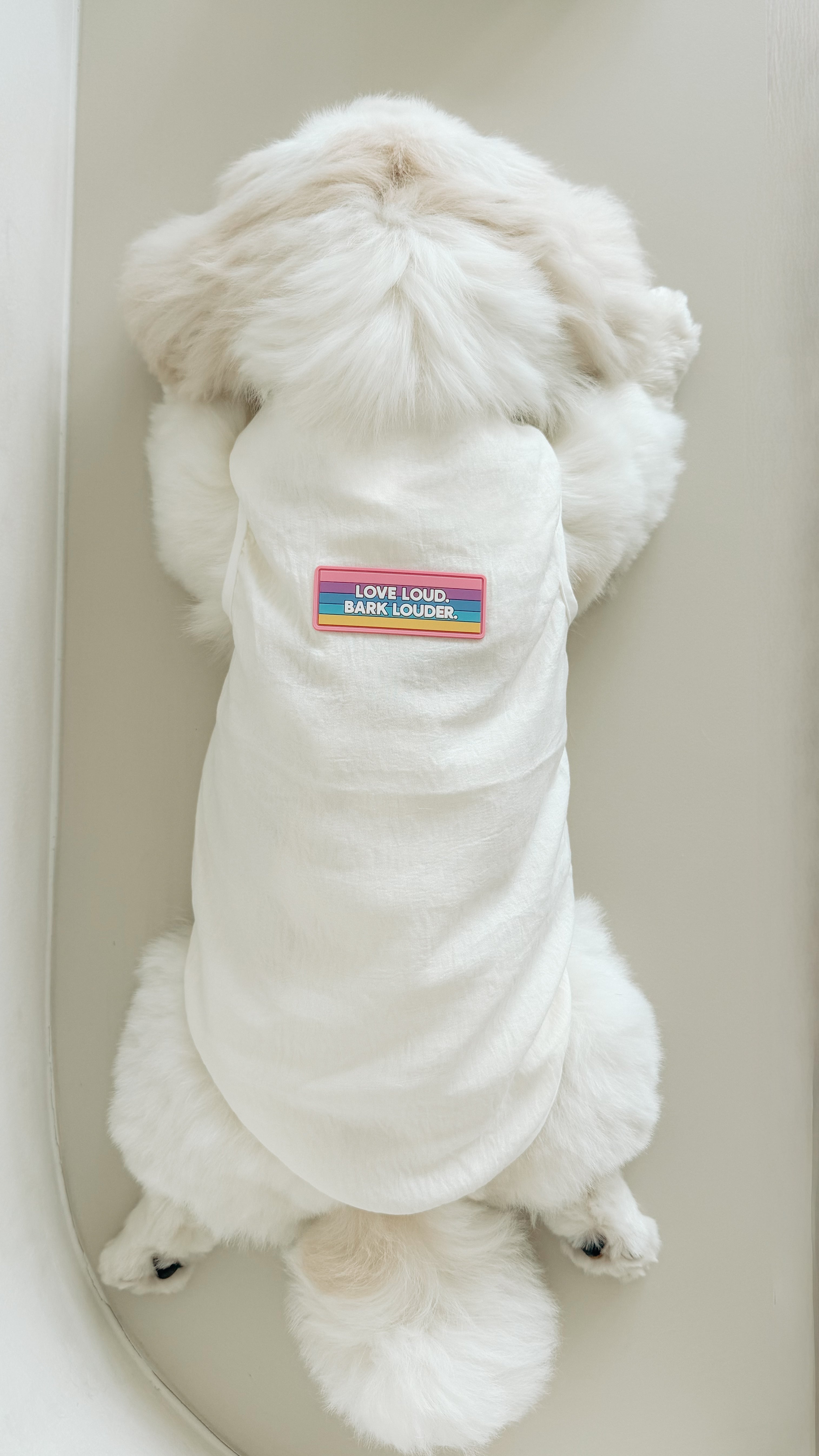 love loud, bark louder dog tee (pride edition)