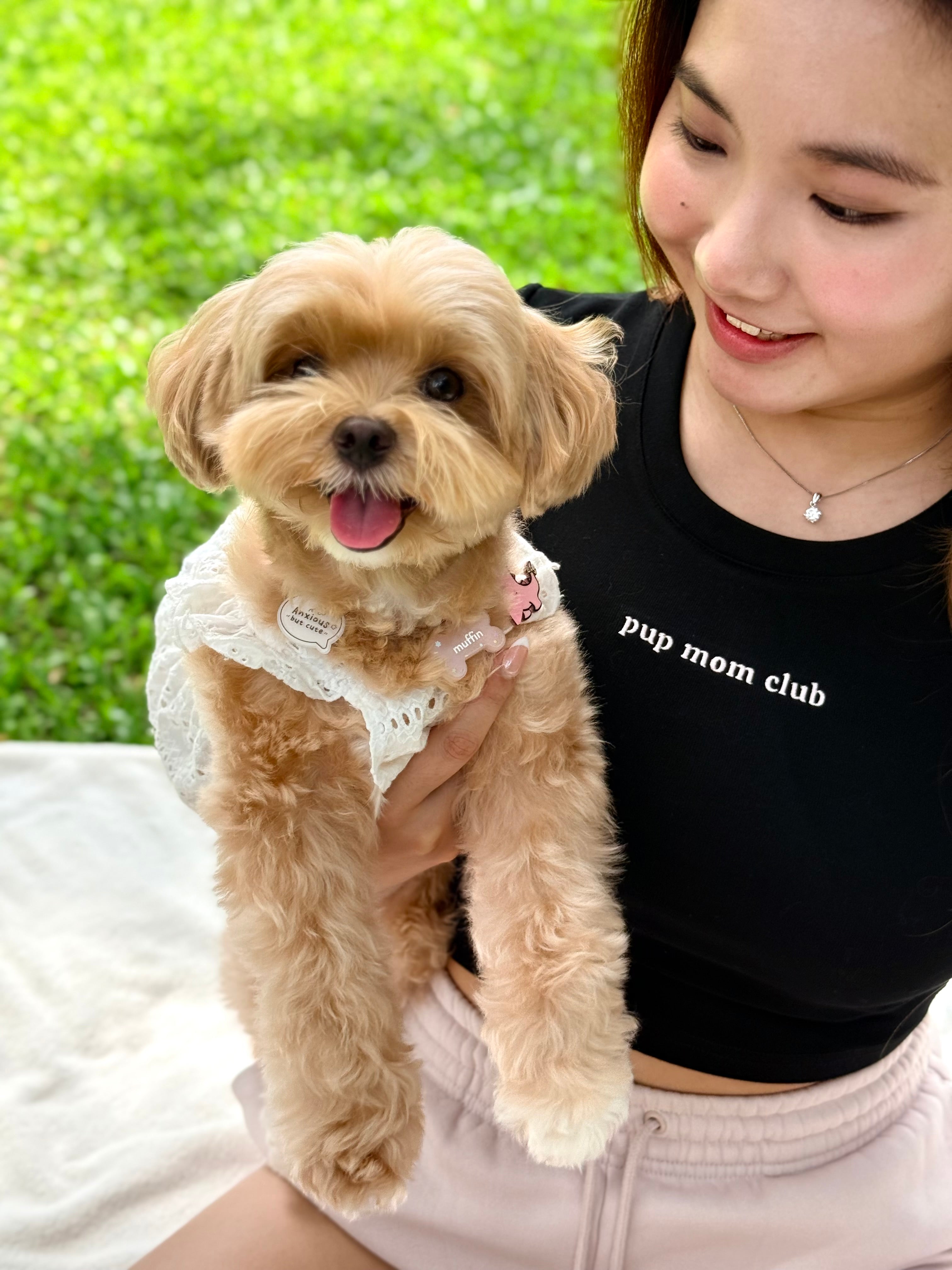 pup mom club cropped tee