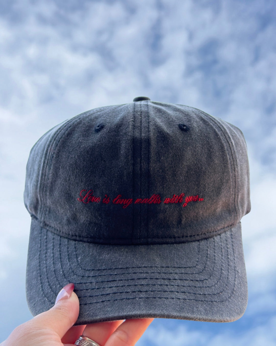 love is long walks with you embroidered cap