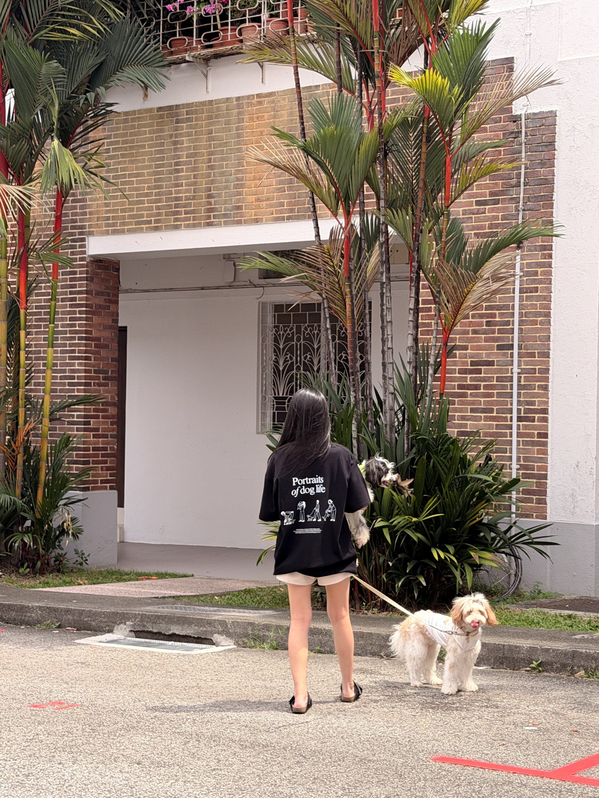 portraits of dog life tee in black (NEW!)