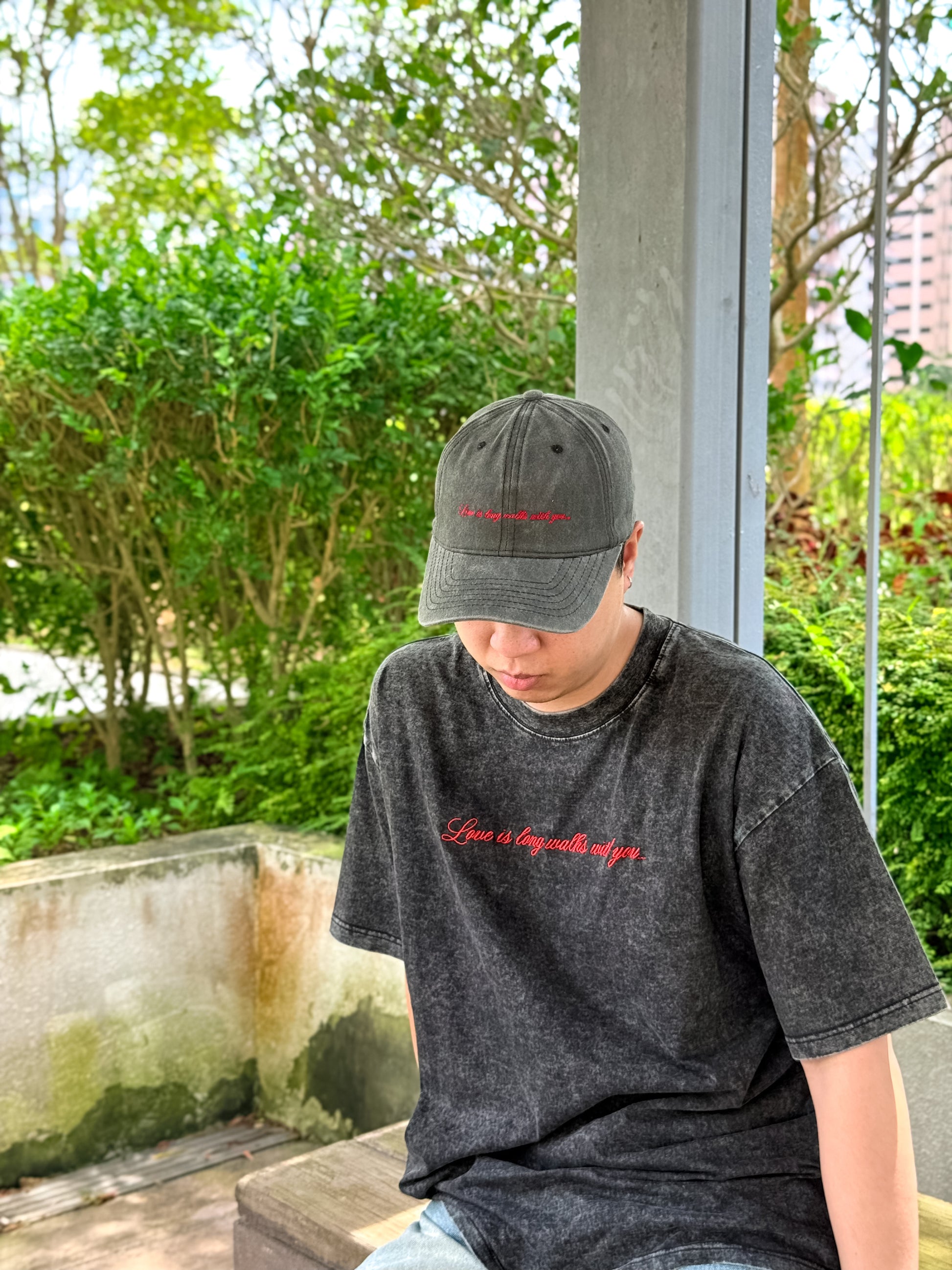 love is long walks with you embroidered tee