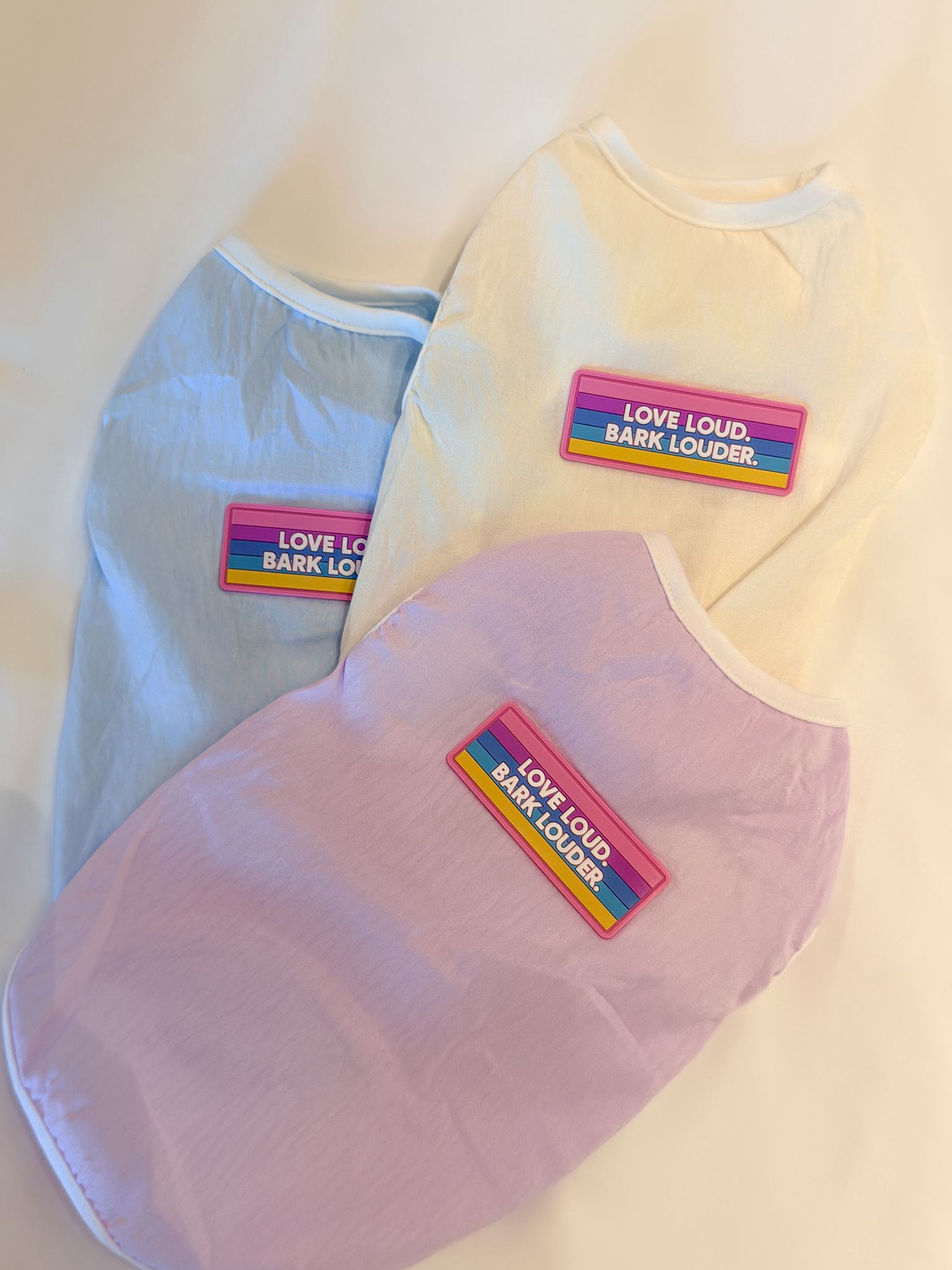 love loud, bark louder dog tee (pride edition)